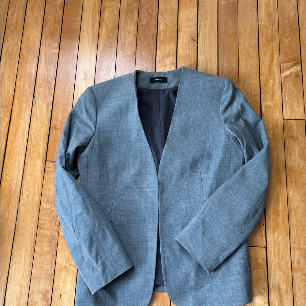 Theory Collarless Light Gray Blazer